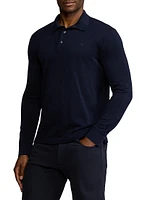 Wool Piqué Long-Sleeve Polo Shirt