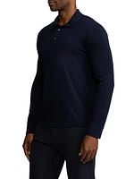 Wool Piqué Long-Sleeve Polo Shirt