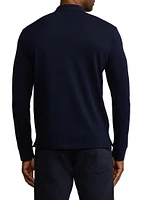Wool Piqué Long-Sleeve Polo Shirt