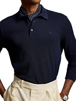Wool Piqué Long-Sleeve Polo Shirt