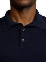 Wool Piqué Long-Sleeve Polo Shirt