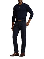 Wool Piqué Long-Sleeve Polo Shirt