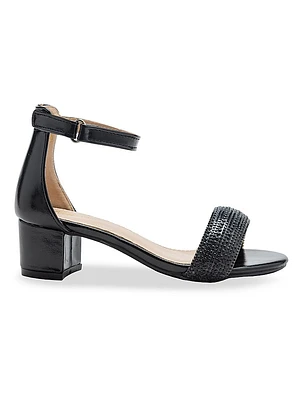 Little Girl's and Rhinestone Band Block Heels