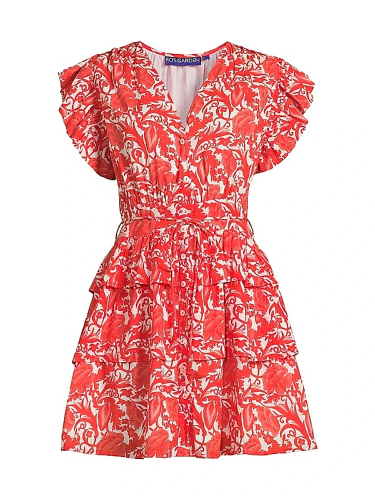 Hunan Floral Tie-Waist Minidress