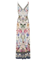 Printed Linen A-Line Maxi Slipdress