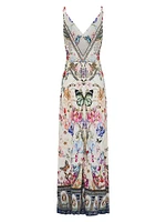 Printed Linen A-Line Maxi Slipdress