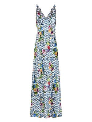 Floral Linen Maxi Slipdress