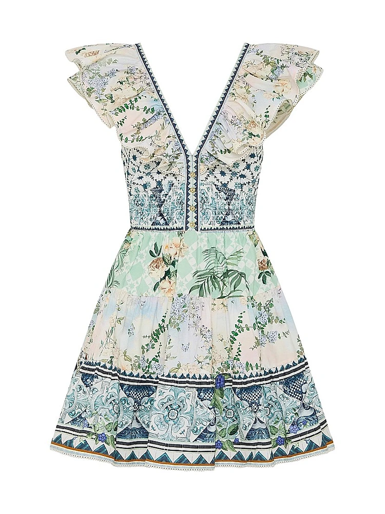 Floral Patchwork Ruffle Minidress