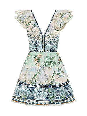 Floral Patchwork Ruffle Minidress