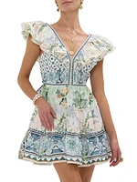 Floral Patchwork Ruffle Minidress