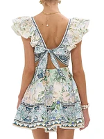 Floral Patchwork Ruffle Minidress