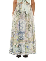 Printed Linen Maxi Skirt