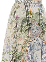 Printed Linen Maxi Skirt