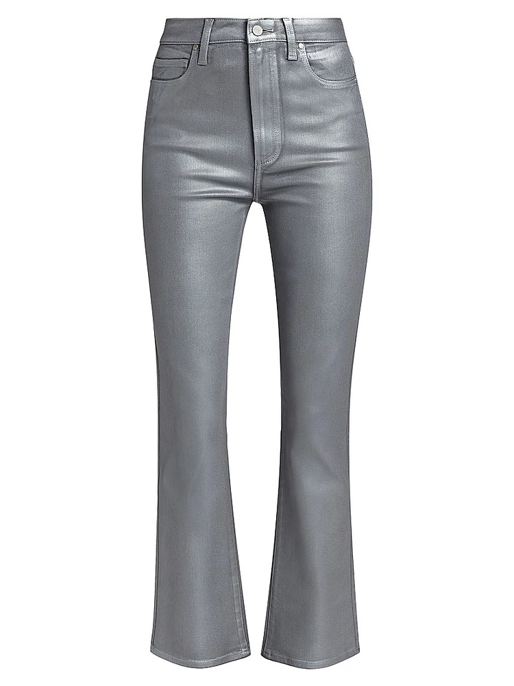 Claudine Metallic High-Rise Stretch Cropped Flare Jeans