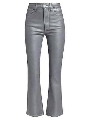 Claudine Metallic High-Rise Stretch Cropped Flare Jeans