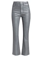 Claudine Metallic High-Rise Stretch Cropped Flare Jeans