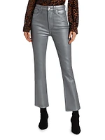 Claudine Metallic High-Rise Stretch Cropped Flare Jeans