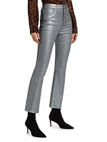 Claudine Metallic High-Rise Stretch Cropped Flare Jeans