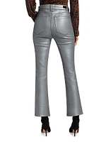 Claudine Metallic High-Rise Stretch Cropped Flare Jeans