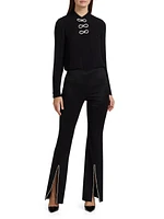 Rhinestone Stretch Boot-Cut Pants