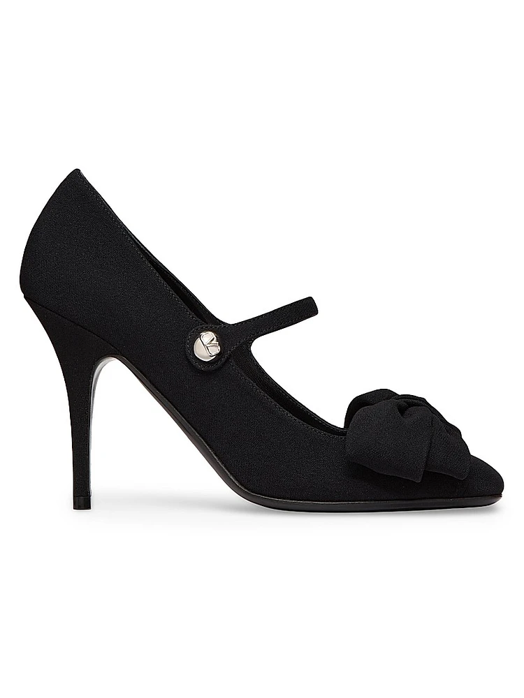 Bowjane 100MM Mary-Jane Pumps Crepe Fabric