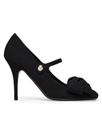 Bowjane 100MM Mary-Jane Pumps Crepe Fabric