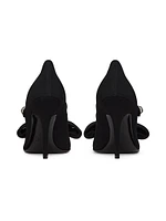 Bowjane 100MM Mary-Jane Pumps Crepe Fabric