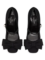 Bowjane 100MM Mary-Jane Pumps Crepe Fabric
