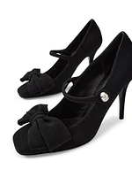 Bowjane 100MM Mary-Jane Pumps Crepe Fabric