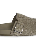 Ease Buckle Brushed Suede Mules