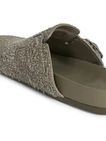 Ease Buckle Brushed Suede Mules