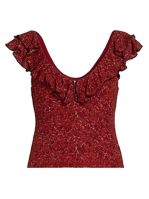 Cala Floral Georgette Ruffle Top