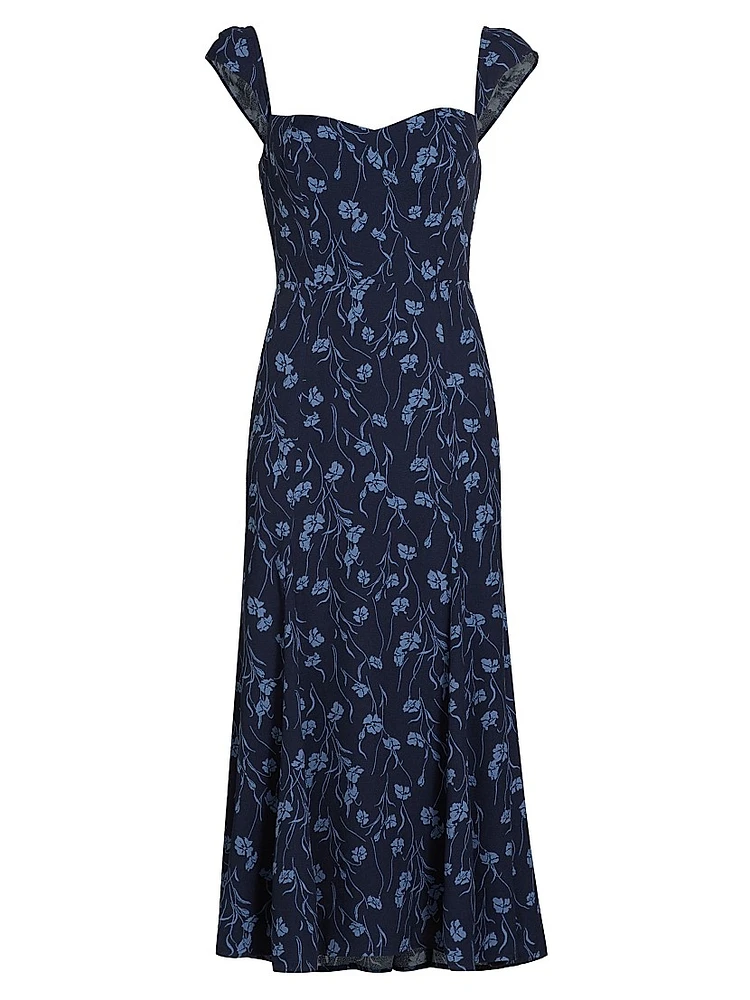 Bryson Floral Crepe A-Line Midi-Dress