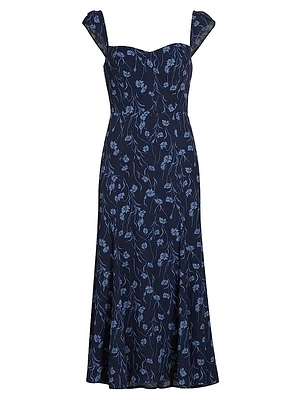 Bryson Floral Crepe A-Line Midi-Dress