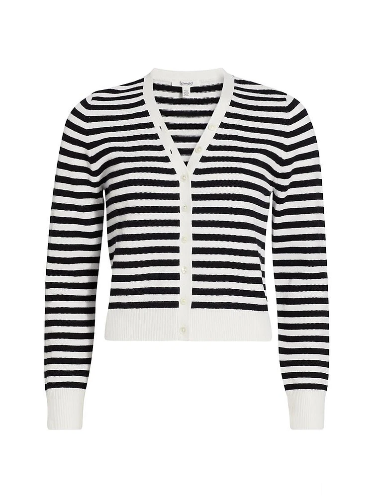 Santina Striped V-Neck Cardigan