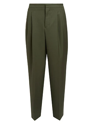 Pleated Cotton Wide-Leg Pants