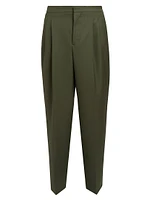 Pleated Cotton Wide-Leg Pants
