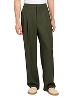Pleated Cotton Wide-Leg Pants