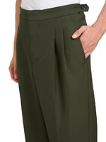 Pleated Cotton Wide-Leg Pants