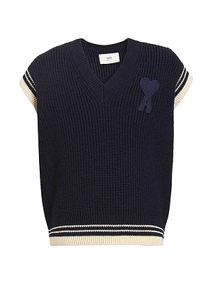Logo Cotton-Blend Rib-Knit Sweater Vest