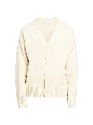 Embroidered Logo Cotton Knit Cardigan