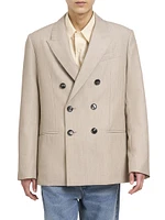 Cotton Slit Double-Breasted Blazer