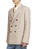 Cotton Slit Double-Breasted Blazer