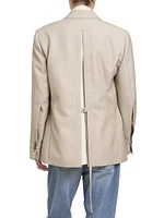 Cotton Slit Double-Breasted Blazer