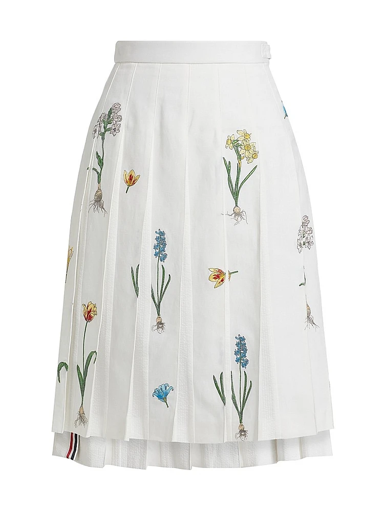 Floral Pleated Midi-Skirt