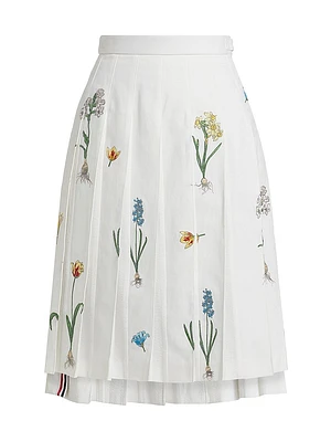 Floral Pleated Midi-Skirt