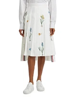 Floral Pleated Midi-Skirt