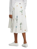 Floral Pleated Midi-Skirt