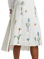 Floral Pleated Midi-Skirt