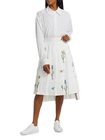 Floral Pleated Midi-Skirt